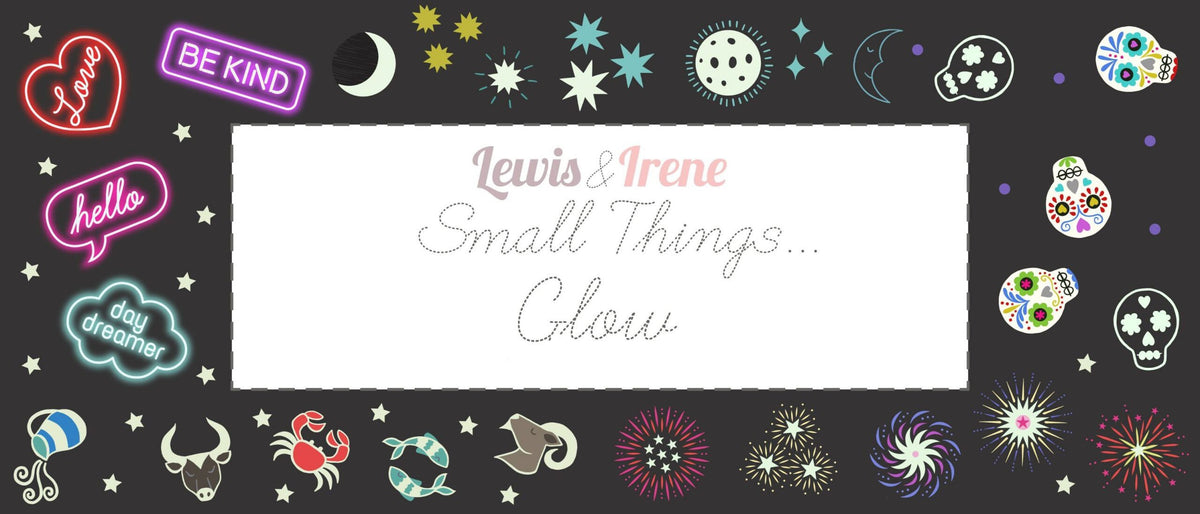 Lewis & Irene Small Things Glow Fabric Collection Glowing Star Signs on Mellow Ochre Premium 100% Cotton Fabrics