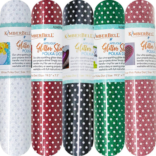 Kimberbell Kimberbellishments 19.5”x7.5” Polka Dot Appliqué Glitter Sheet - White