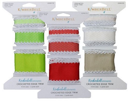 Kimberbell Kimberbellishments Crocheted Edge Grosgrain Ribbon Trim - Red
