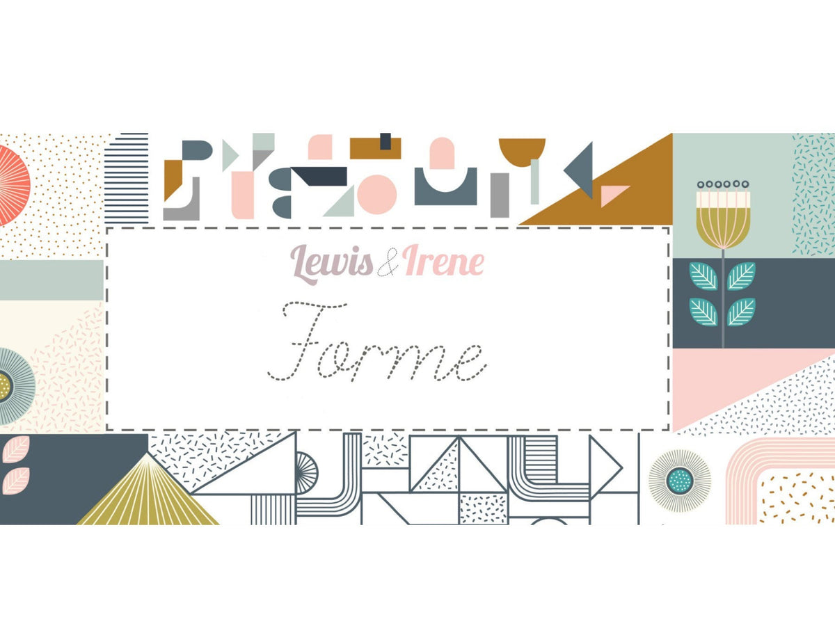 Lewis & Irene Forme Fabric Collection Scattered Geometric on Navy A412.3