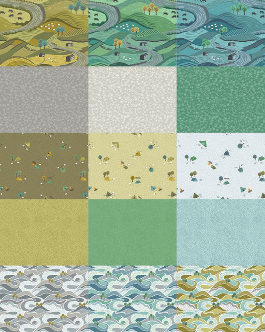 Lewis & Irene Littondale Fabric Collection Camping on Earthy Green A539.3