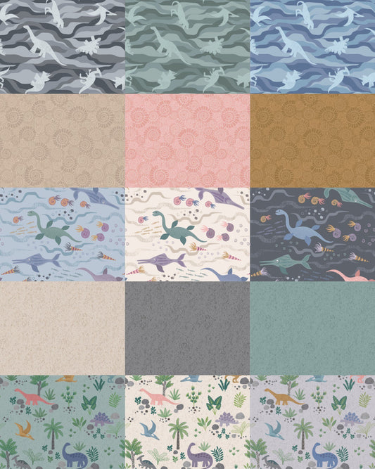 Lewis & Irene Kimmeridge Bay Fabric Collection Dino Rock Layers on Greys A305.3