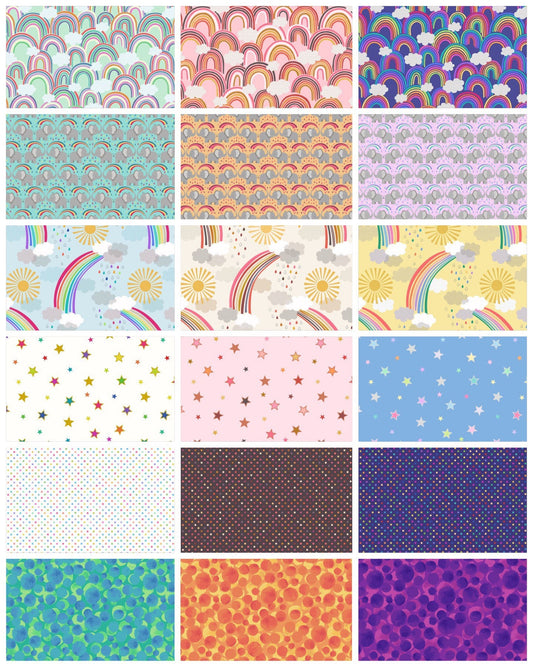 Lewis & Irene Rainbows Fabric Collection Gold Metallic Calming Stars on Cream Authentic Premium 100% Cotton Fabrics