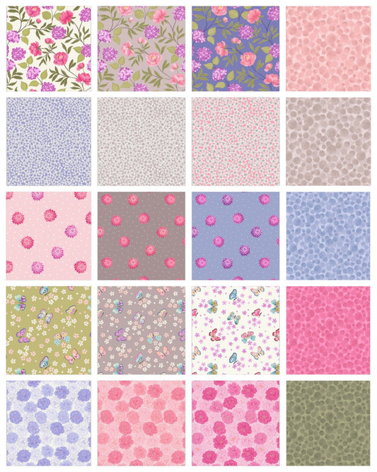 Lewis & Irene Love Blooms Fabric Collection Peony and Hydrangea on Natural Authentic Premium 100% Cotton Quilt Shop Quality Fabrics