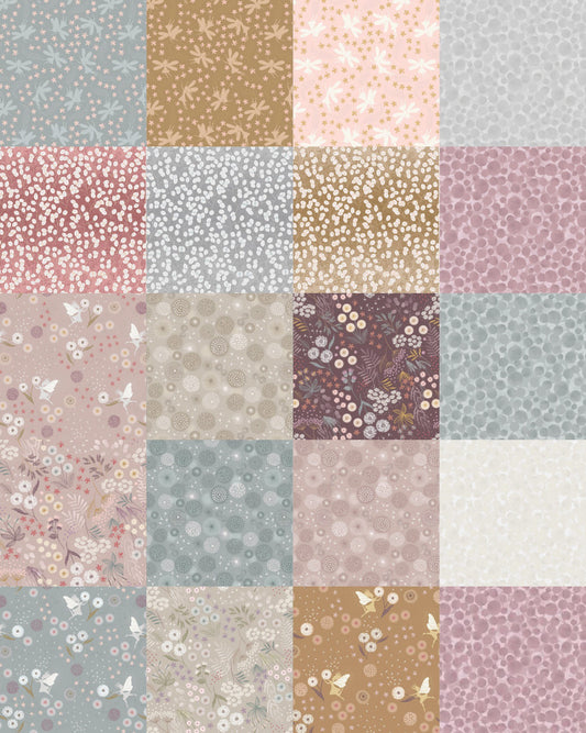 Lewis & Irene Fairy Clocks Fabric Collection Silver Metallic Floral Fairies on Light Pink A507.1