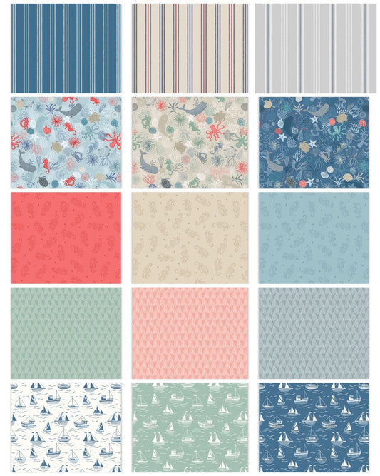 END OF BOLT 35” Lewis & Irene Thalassophile Fabric Collection Beach Premium 100% Cotton Quilt Shop Quality Fabrics