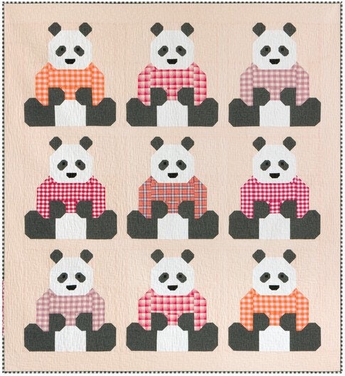 Elizabeth Hartman Pandas in Sweaters Pattern - 3 Size Variations Per Pattern