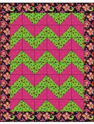 Fabric Cafe Chevron Quilt Pattern (uses only 3YDS of fabric) Finished Size 46”x58”