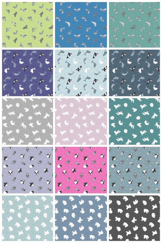 Lewis & Irene Small Things Polar Animals Fabric Collection Pearlescent Arctic Fox on Winter Pink Authentic Premium 100% Cotton Fabrics