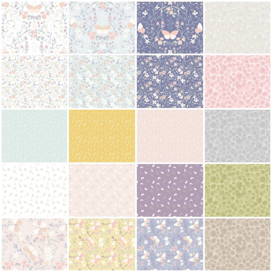 Lewis & Irene Heart of Summer Fabric Collection Floral Gathering on Duck Egg Blue CC1.2