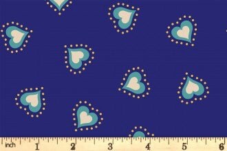 Lewis & Irene Little Matryoshka Fabric Collection Hearts on Blue A568.2