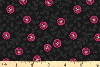 Lewis & Irene Little Matryoshka Fabric Collection Matryoshka Floral on Black A570.3