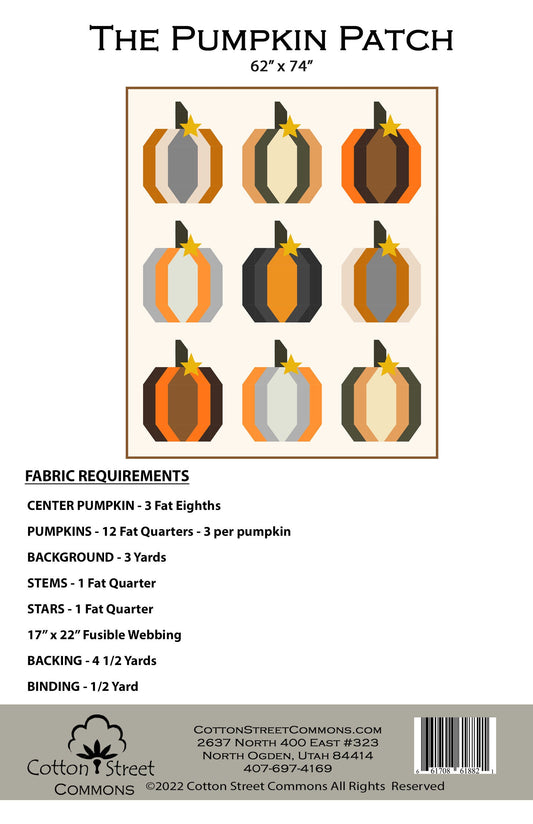 DIGITAL DOWNLOAD Cotton Street Commons The Pumpkin Patch Quilt Pattern Finished Size 62"x74"