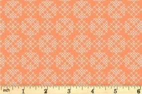 Lewis & Irene Folk Floral Fabric Collection Cross Stitch on Autumn Orange A668.1