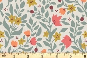 Lewis & Irene Folk Floral Fabric Collection Folk Floral All Over on Cream A670.1