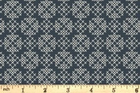 Lewis & Irene Folk Floral Fabric Collection Cross Stitch on Navy Blue A668.3
