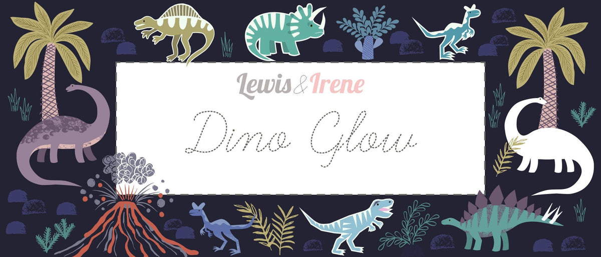 END OF BOLT 17" Glow-In-The-Dark Lewis & Irene Dino Glow Fabric Collection Fossils on Dark Blue A673.3