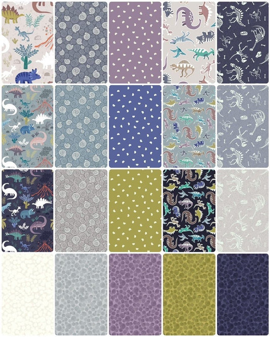 Lewis & Irene Dino Glow Fabric Collection Ammonites on Dark Grey A673.3