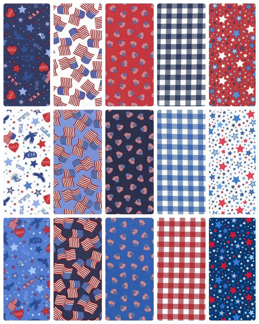 Lewis & Irene Americana Fabric Collection American Hearts on Blue Authentic Premium 100% Cotton Quilt Shop Quality Fabrics