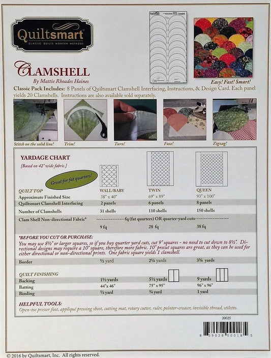 Quiltsmart Clamshell Quilt Printed Interfacing Pack - 3 Size Variations Per Pattern