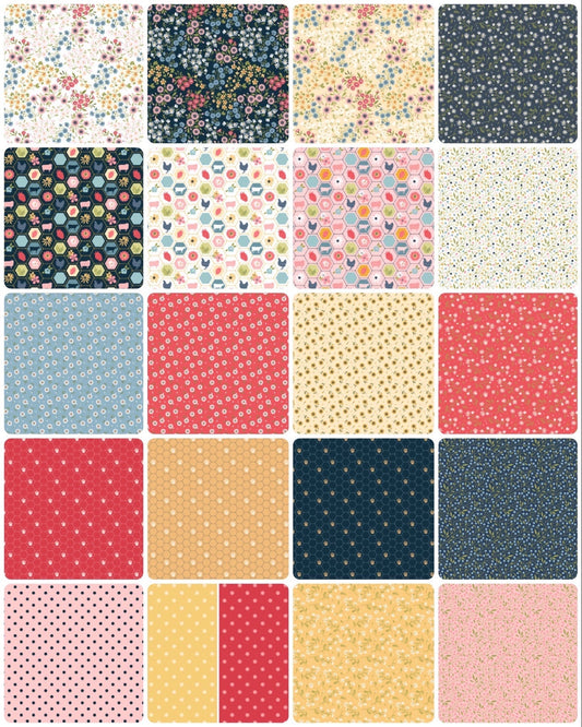 Poppie Cotton Sunshine & Chamomile Fabric Collection Sunshine Bouquet on White Premium 100% Cotton Quilt Shop Quality Fabrics