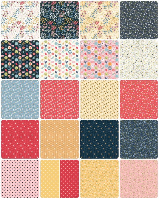 Poppie Cotton Sunshine & Chamomile Fabric Collection Strawberry Patch on White Premium 100% Cotton Quilt Shop Quality Fabrics