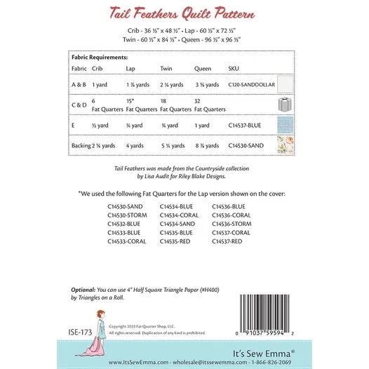 Riley Blake It's Sew Emma Tail Feathers Quilt Kit Featuring Countryside Fabric Collection Finished Size: 60.5"x72.5"