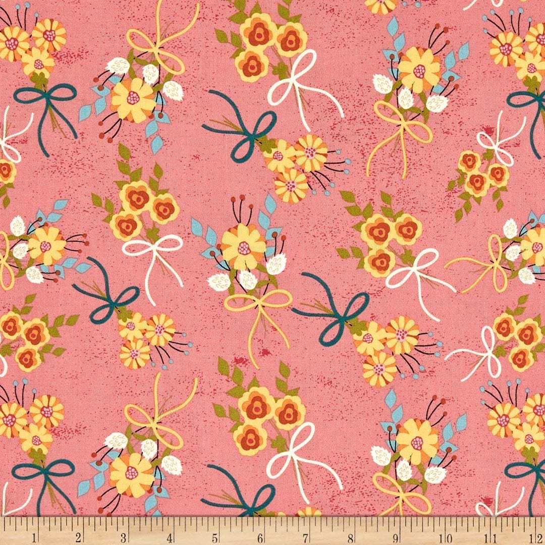 Riley Blake Strawberry Jam Fabric Collection Bouquets on Dark Pink Premium 100% Cotton Quilt Shop Quality Fabrics