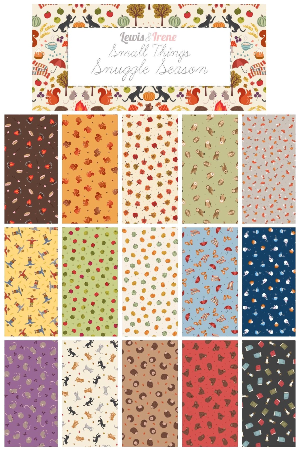 Lewis & Irene Small Things Snuggle Season Fabric Collection Campfire Mallows on Chocolate Authentic Premium 100% Cotton Fabrics