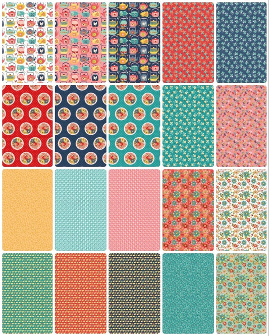 Poppie Cotton Betsy’s Sewing Box Fabric Collection Strawberry Pie on Blue Authentic Premium 100% Cotton Fabrics
