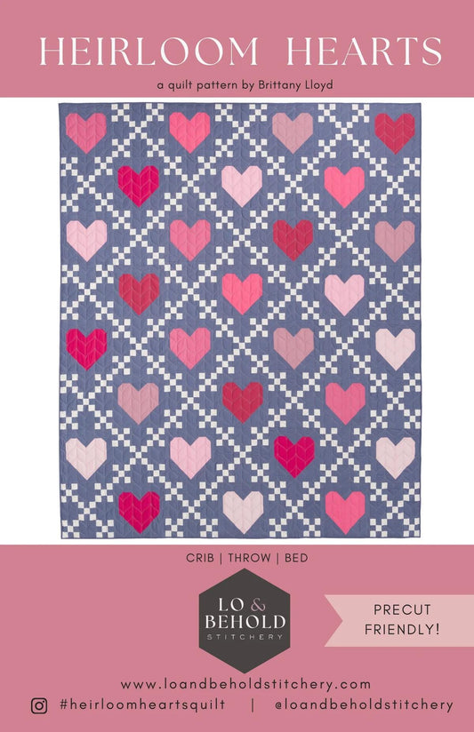 LIMITED EDITION!! Lo and Behold Heirloom Hearts Quilt Kit Featuring Lewis & Irene Bumbleberries Fabric Collection Finished Size: 63"x72"