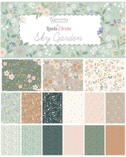 Lewis & Irene Sky Garden Fabric Collection Ivy Trail on Misty Jade CC59.2 Authentic Premium 100% Cotton Quilt Shop Quality Fabrics