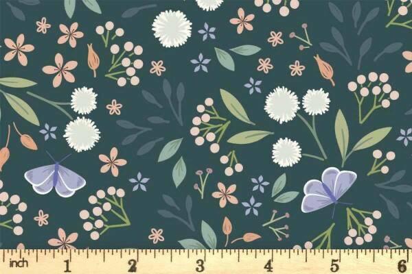 Lewis & Irene Sky Garden Fabric Collection Floral Odyssey on Deep Teal CC57.3 Authentic Premium 100% Cotton Quilt Shop Quality Fabrics