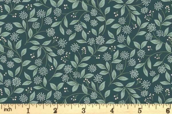 Lewis & Irene Sky Garden Fabric Collection Ivy Trail on Deep Teal CC59.3 Authentic Premium 100% Cotton Quilt Shop Quality Fabrics