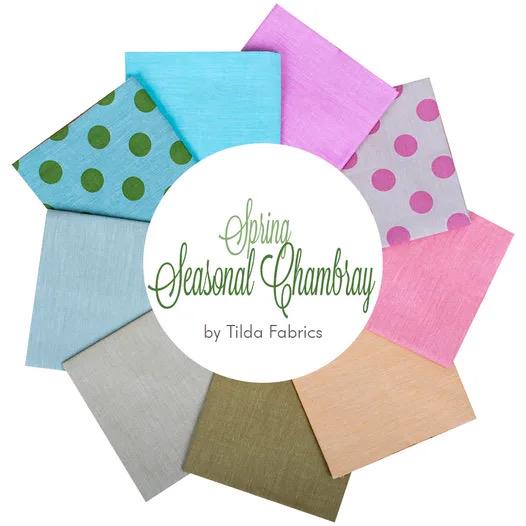 Tilda Basics Seasonal Chambray Spring Fabric Collection 9pc Fat Quarter Bundle Authentic Premium 100% Cotton Fabrics