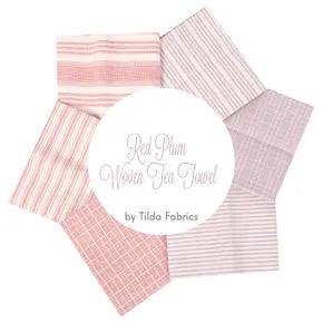 Tilda Tea Towel Basics Red/Plum Fabric Collection 6pc Fat Quarter Bundle Authentic Premium 100% Cotton Fabrics