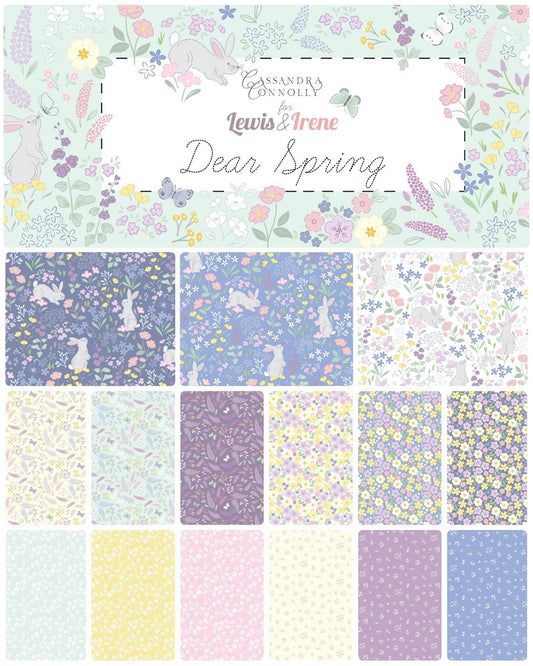 Lewis & Irene Dear Spring Fabric Collection Spring Symphony on Dark Cream CC67.1 Authentic Premium 100% Cotton Quilt Shop Quality Fabrics