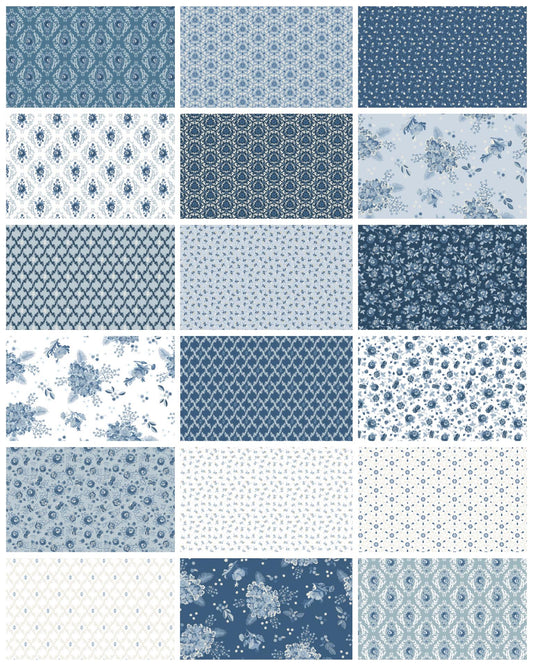 Poppie Cotton Lakeland Blues Fabric Collection 42pc 10" Stacker