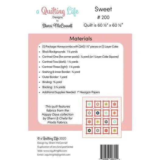 A Quilting Life Designs Sweet Quilt Pattern Finished Size: 60.5"x60.5"