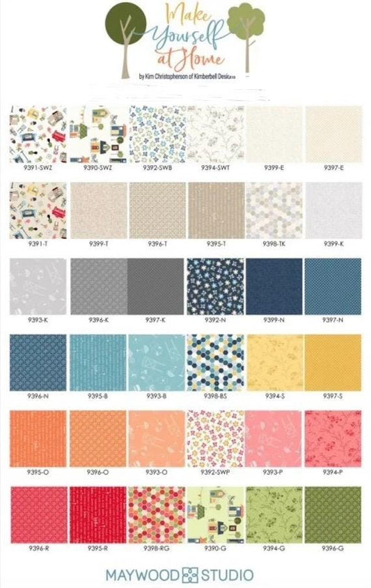 Maywood Studio Kimberbell Make Yourself at Home Fabric Collection Home Furnishings on Gray Authentic Premium 100% Cotton Fabric