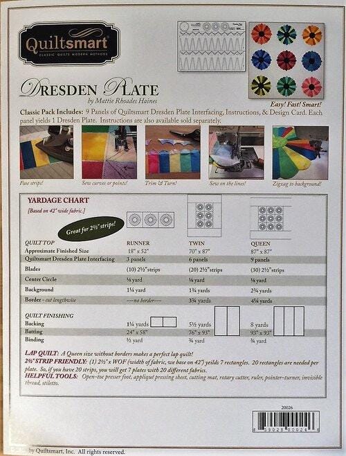 Quiltsmart Dresden Plate Quilt Printed Interfacing Pack - 3 Size Variations Per Pattern