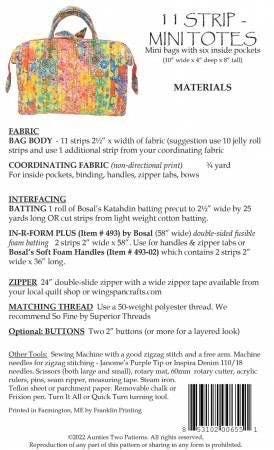 Aunties Two 11 Strip-Mini Totes Pattern