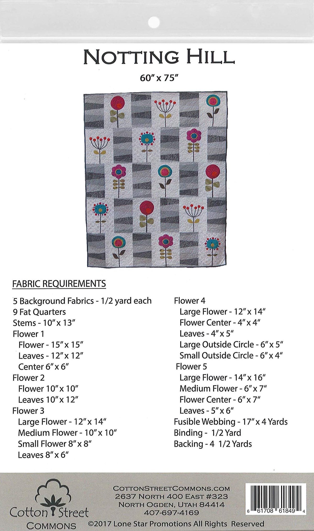 Cotton Street Commons Notting Hill Quilt Pattern Finished Size: 60”x75”