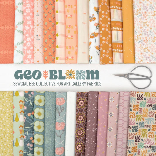 Art Gallery Bloom & Shine Quilt Kit Featuring Sewcial Bee Collective GeoBloom Fabric Collection Authentic Premium 100% Cotton Fabrics