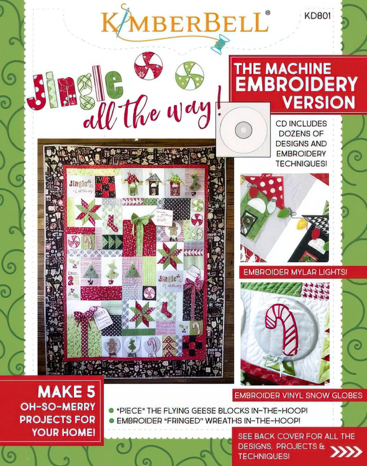 RETIRED!! Kimberbell Jingle All The Way Fabric/Backing Kit (Optional Thread Sets Available)