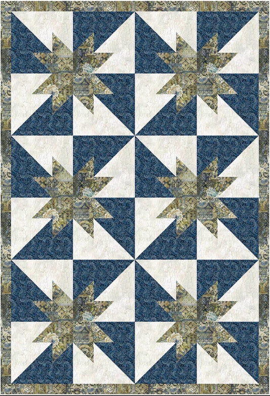 Fabric Cafe Radiant Quilt Pattern - Uses Only 3 Yards of Fabric Finished Size: 38.5"x56.5"
