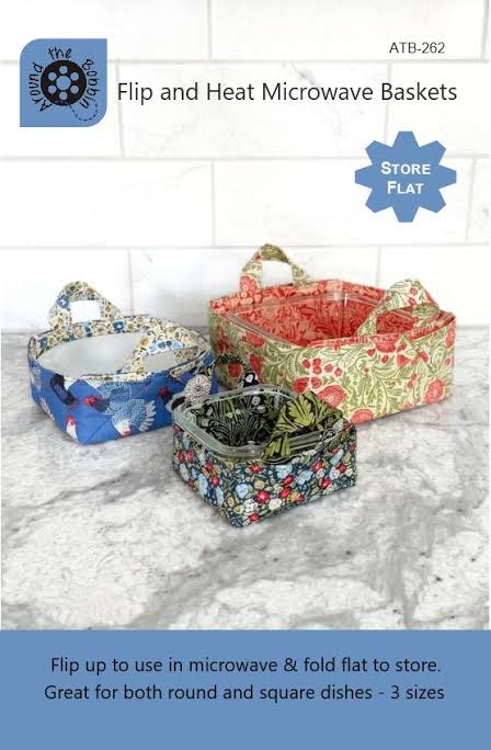 Around The Bobbin Flip and Heat Microwave Baskets Pattern ATB-262, 3 Sizes