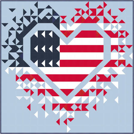 Slice of Pi Quilts Patriotic Exploding Hearts Quilt Pattern SPQ346, 2 Sizes