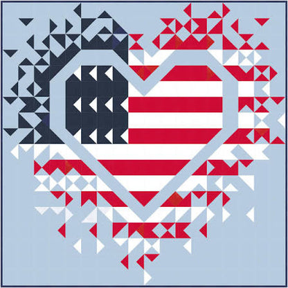 Slice of Pi Quilts Patriotic Exploding Hearts Quilt Pattern SPQ346, 2 Sizes