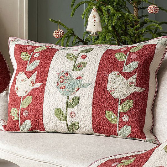 Tilda Merry Little Christmas Winter Birds Pillow Pattern - Burgundy (Free Digital PDF Download)